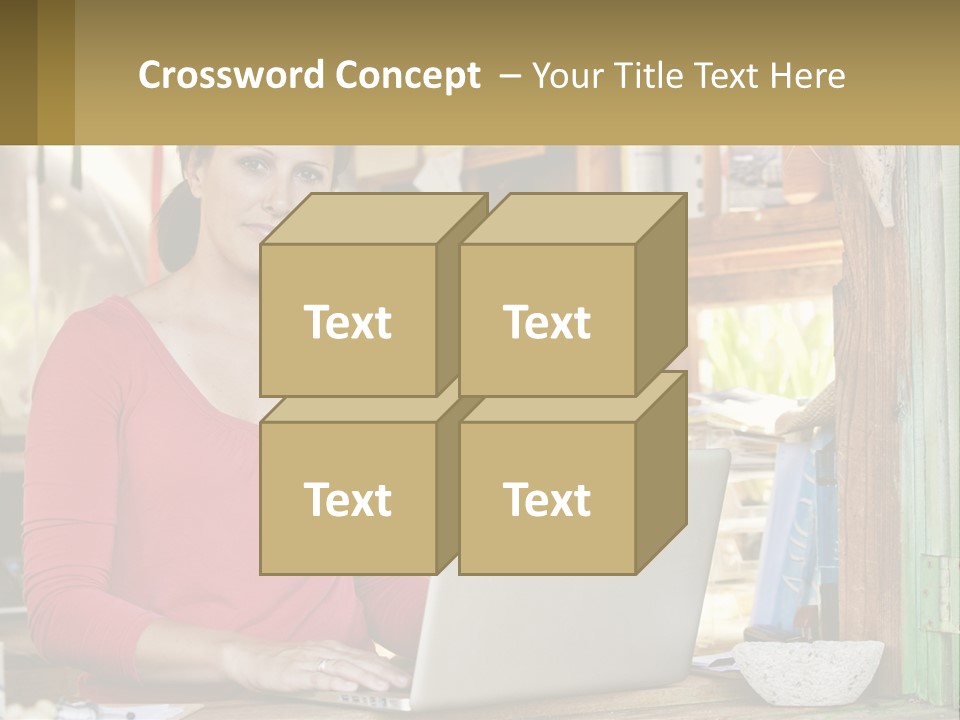 A Woman Sitting In Front Of A Laptop Computer PowerPoint Template