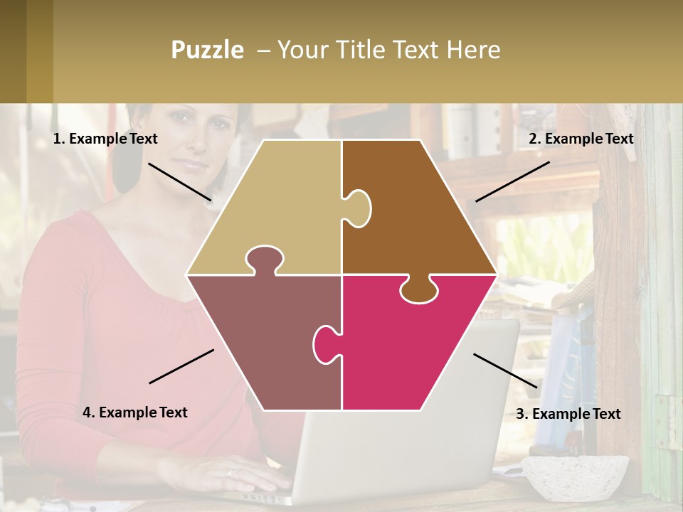 A Woman Sitting In Front Of A Laptop Computer PowerPoint Template