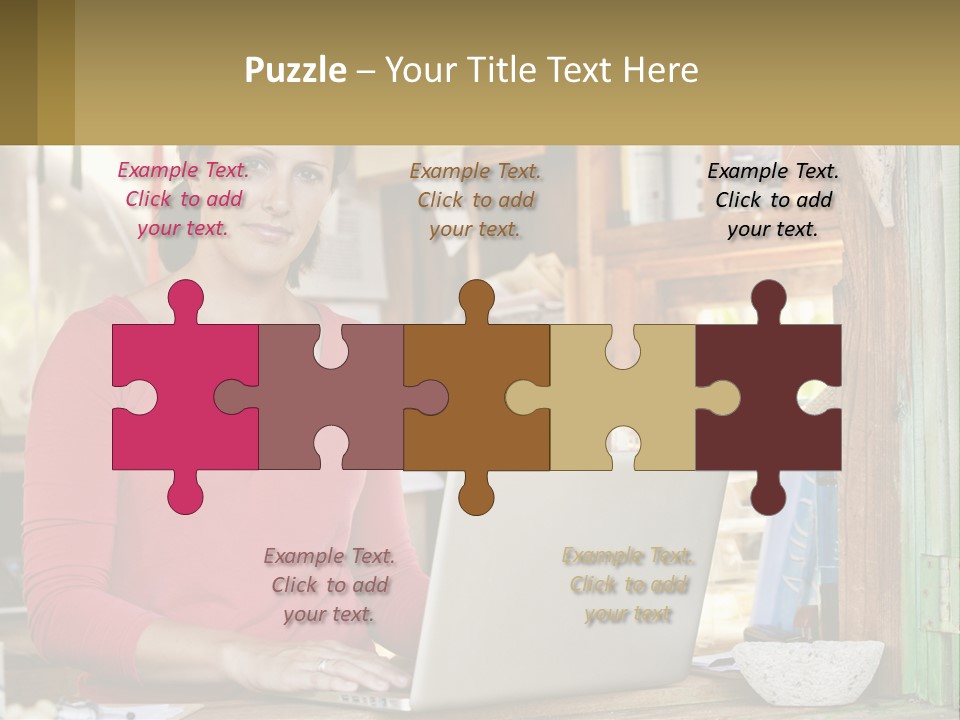 A Woman Sitting In Front Of A Laptop Computer PowerPoint Template