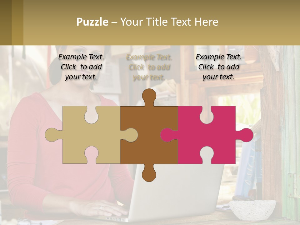 A Woman Sitting In Front Of A Laptop Computer PowerPoint Template