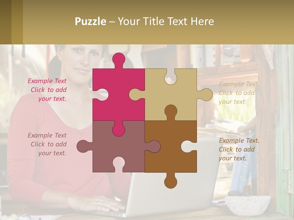 A Woman Sitting In Front Of A Laptop Computer PowerPoint Template