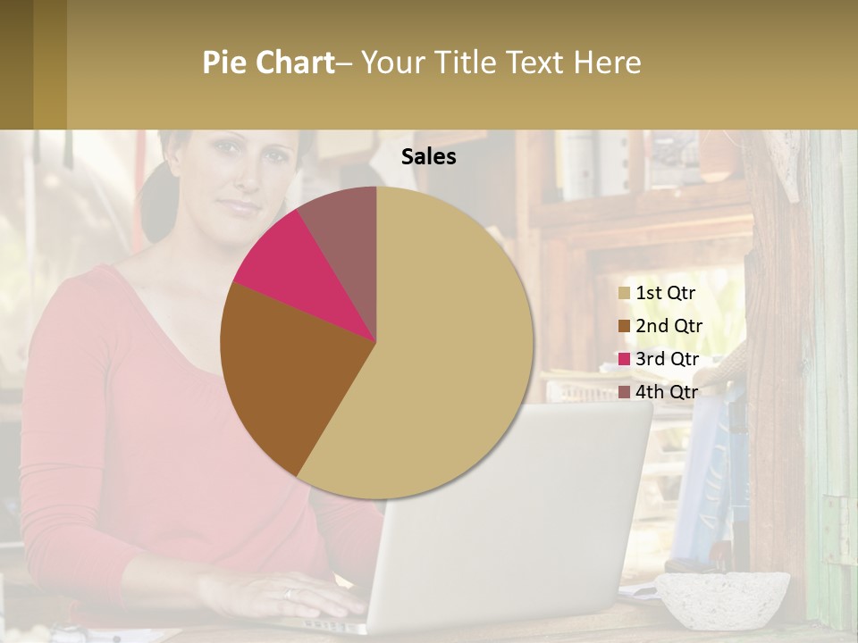 A Woman Sitting In Front Of A Laptop Computer PowerPoint Template