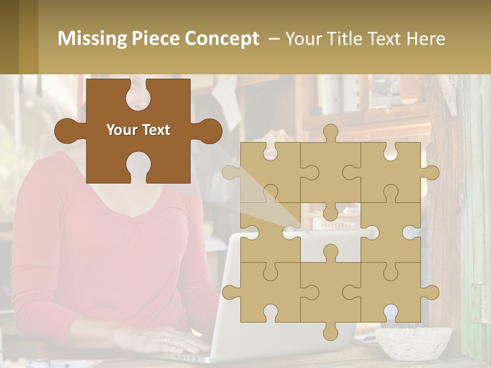 A Woman Sitting In Front Of A Laptop Computer PowerPoint Template