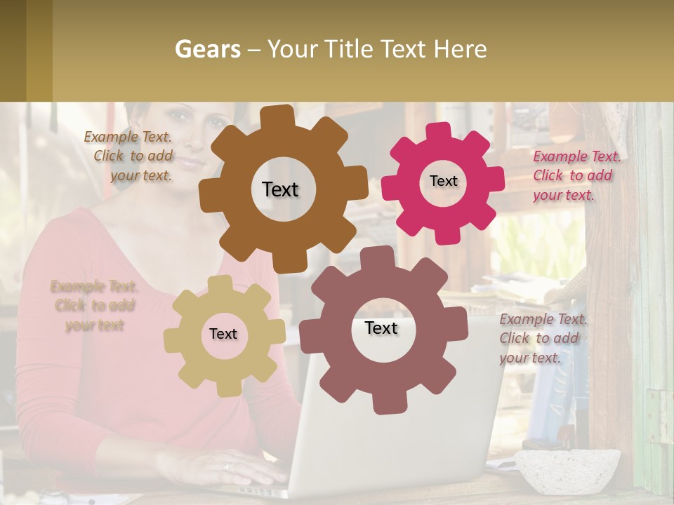 A Woman Sitting In Front Of A Laptop Computer PowerPoint Template