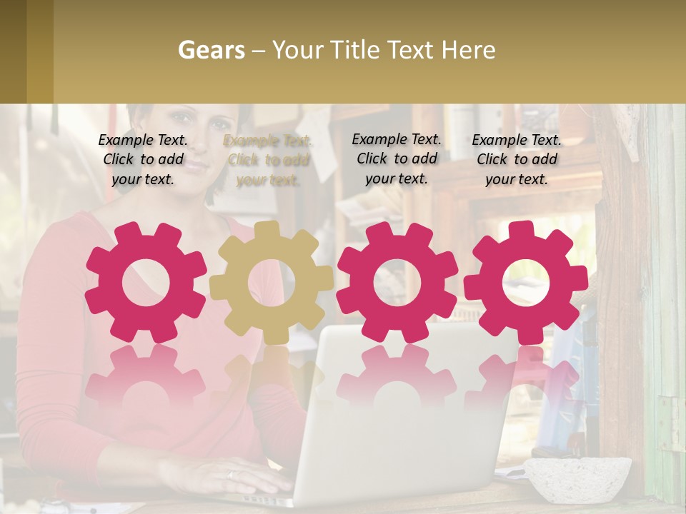 A Woman Sitting In Front Of A Laptop Computer PowerPoint Template