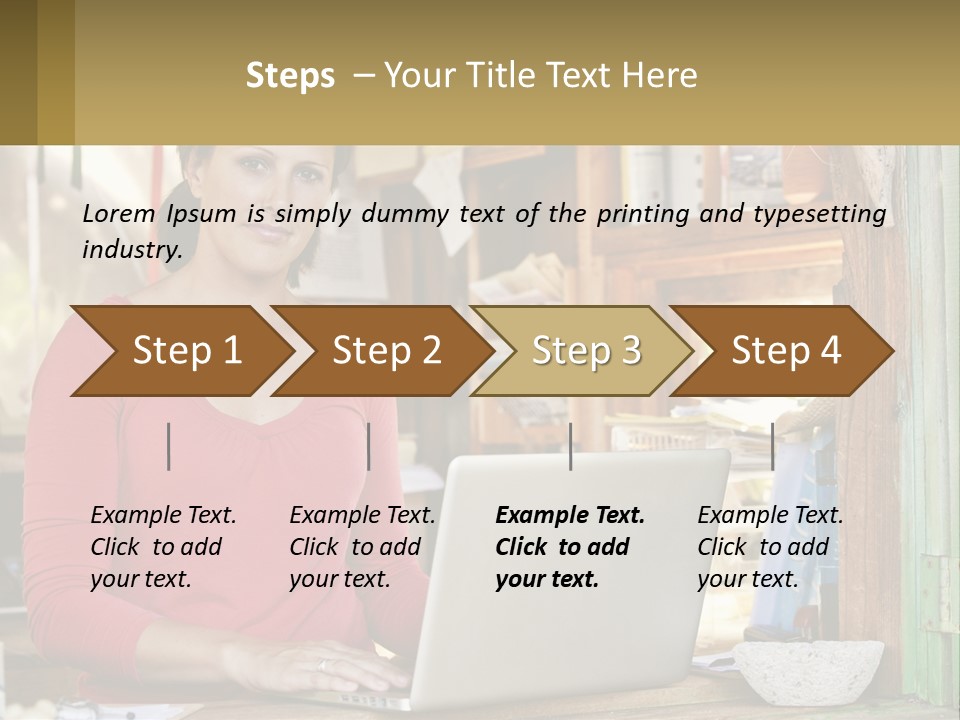 A Woman Sitting In Front Of A Laptop Computer PowerPoint Template
