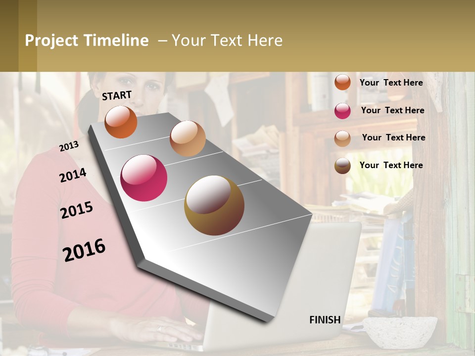 A Woman Sitting In Front Of A Laptop Computer PowerPoint Template