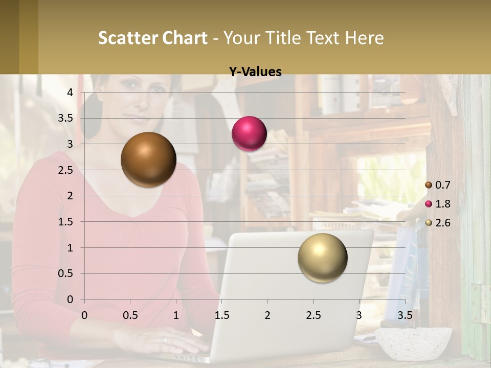 A Woman Sitting In Front Of A Laptop Computer PowerPoint Template