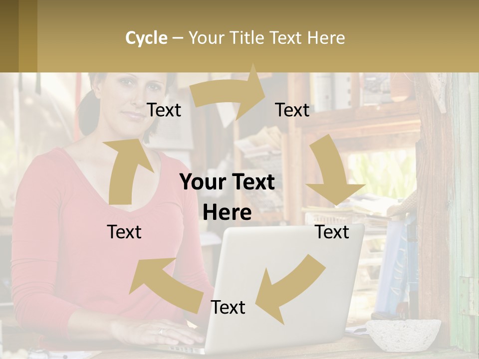 A Woman Sitting In Front Of A Laptop Computer PowerPoint Template