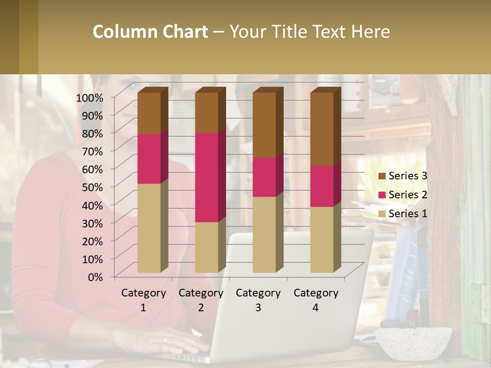 A Woman Sitting In Front Of A Laptop Computer PowerPoint Template