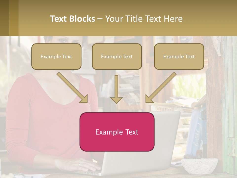 A Woman Sitting In Front Of A Laptop Computer PowerPoint Template