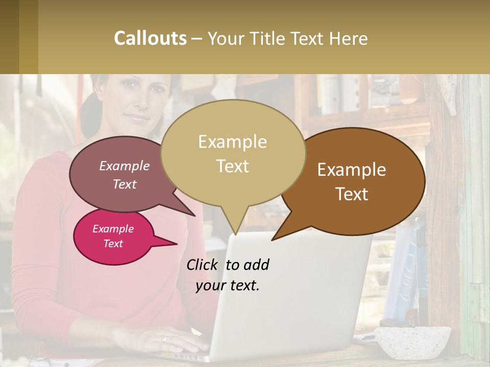 A Woman Sitting In Front Of A Laptop Computer PowerPoint Template