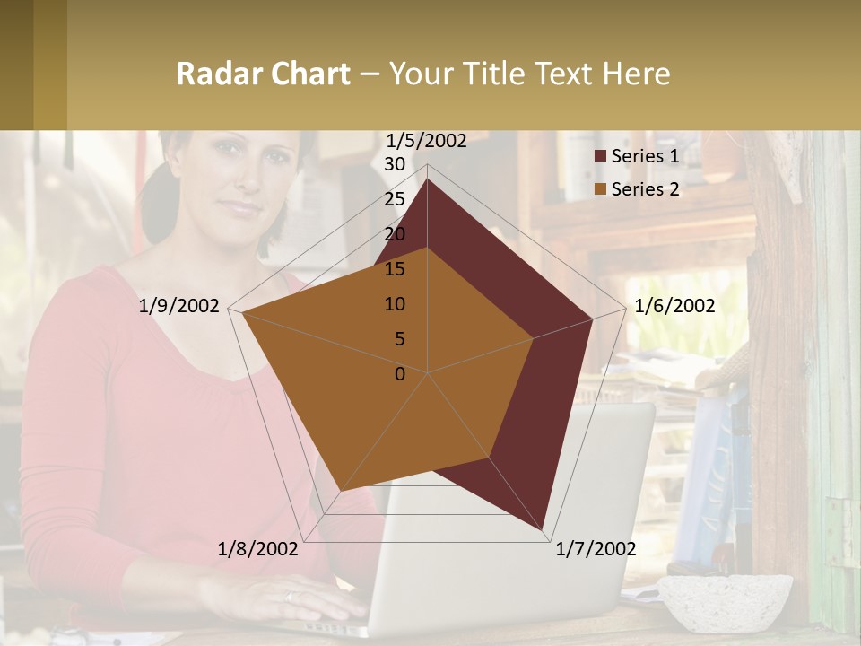 A Woman Sitting In Front Of A Laptop Computer PowerPoint Template
