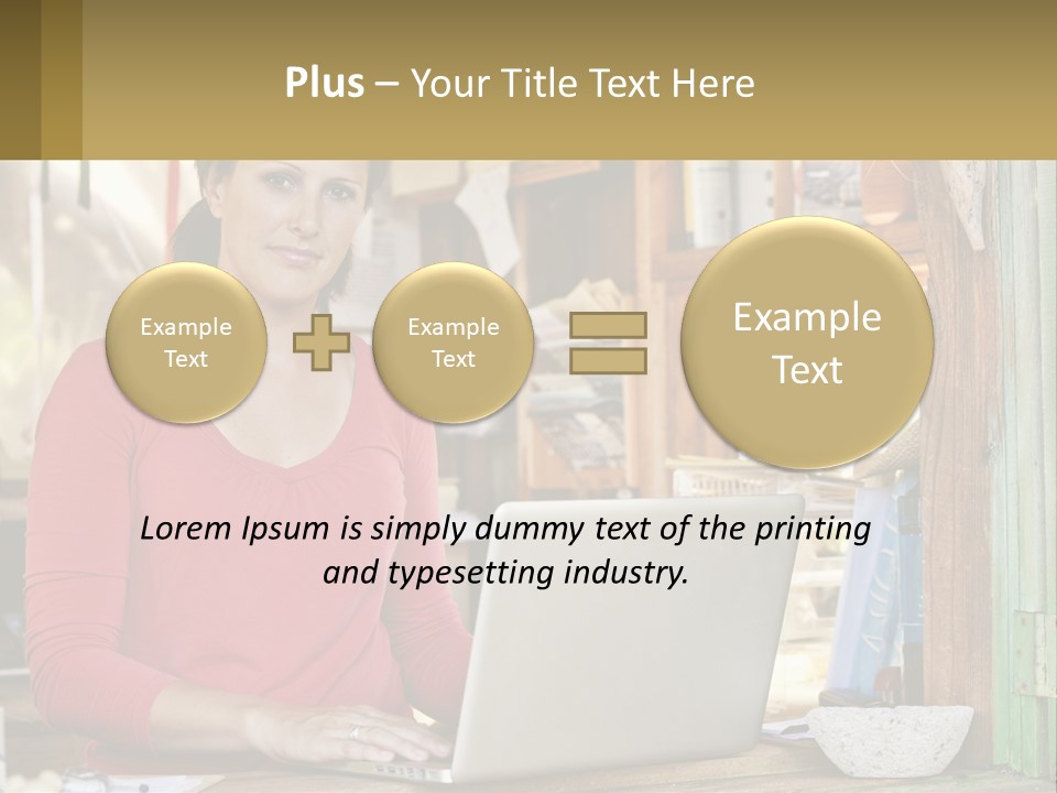 A Woman Sitting In Front Of A Laptop Computer PowerPoint Template