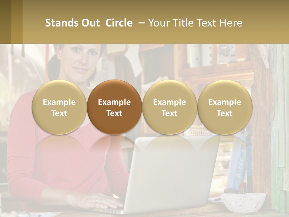 A Woman Sitting In Front Of A Laptop Computer PowerPoint Template