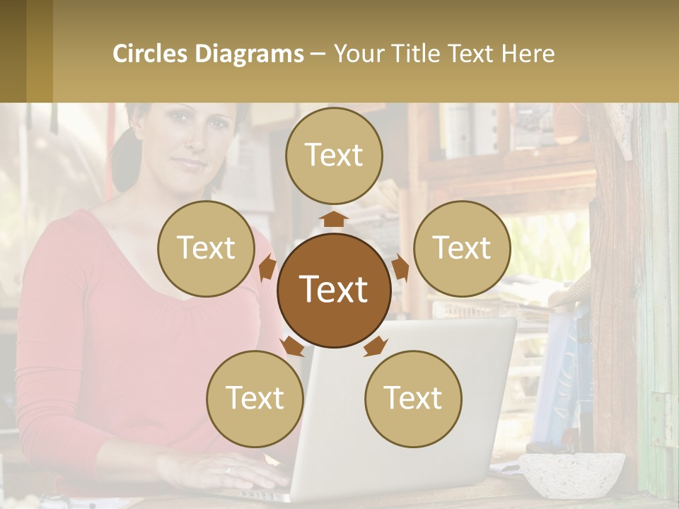 A Woman Sitting In Front Of A Laptop Computer PowerPoint Template