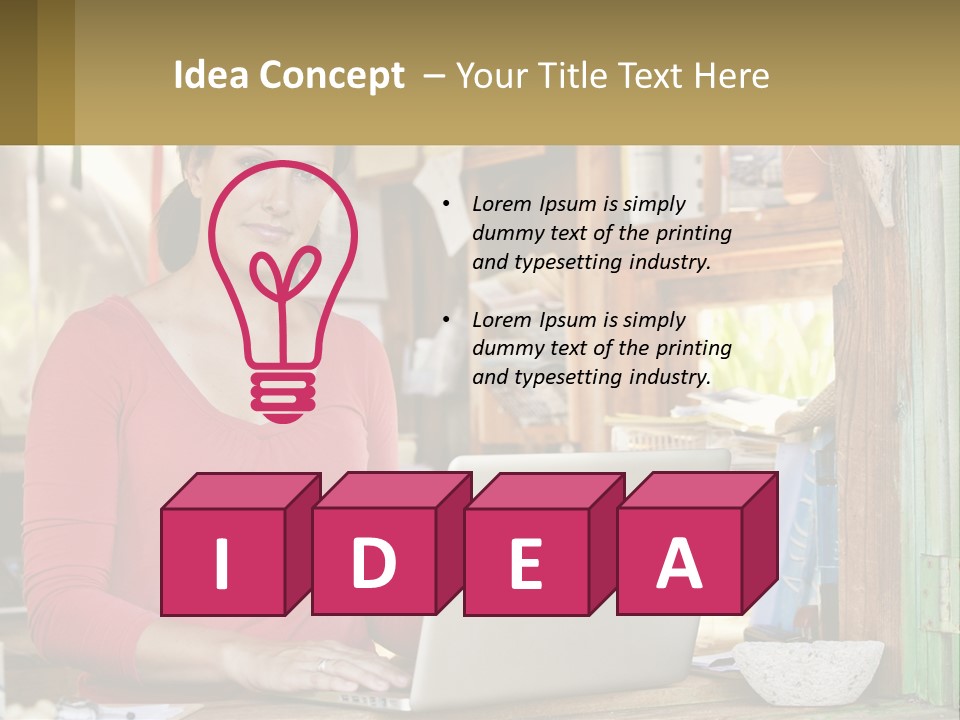 A Woman Sitting In Front Of A Laptop Computer PowerPoint Template