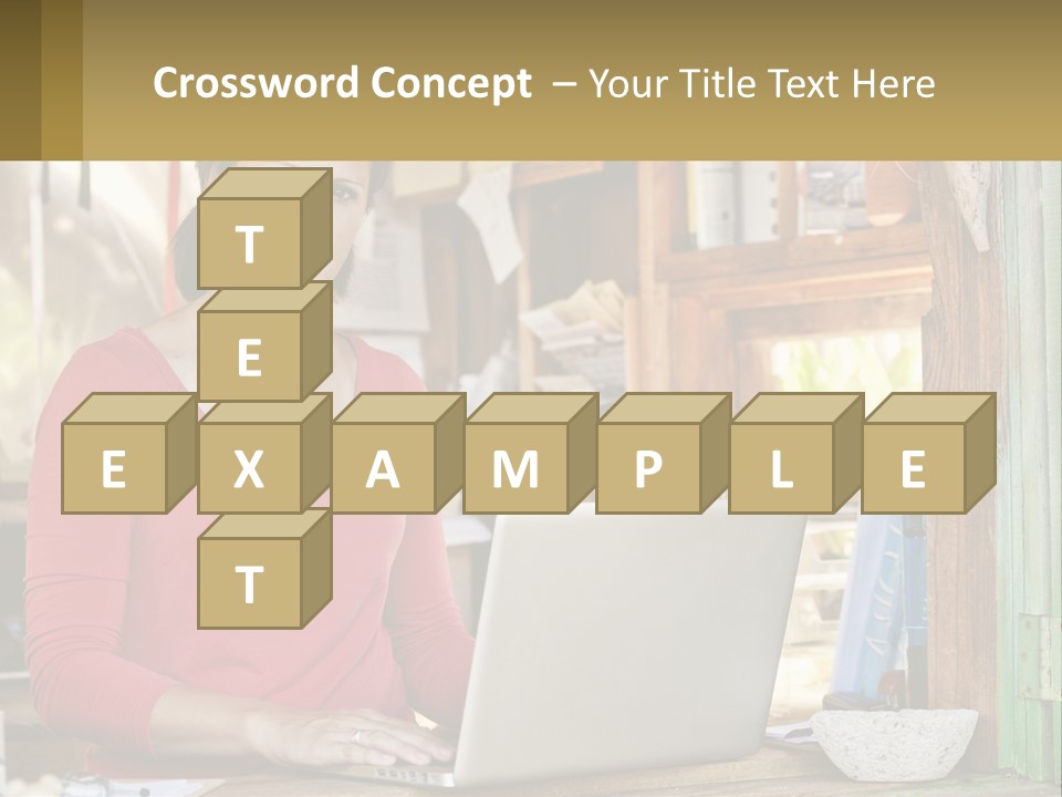 A Woman Sitting In Front Of A Laptop Computer PowerPoint Template