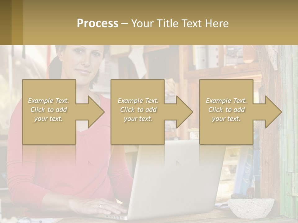 A Woman Sitting In Front Of A Laptop Computer PowerPoint Template