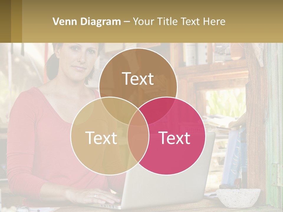 A Woman Sitting In Front Of A Laptop Computer PowerPoint Template