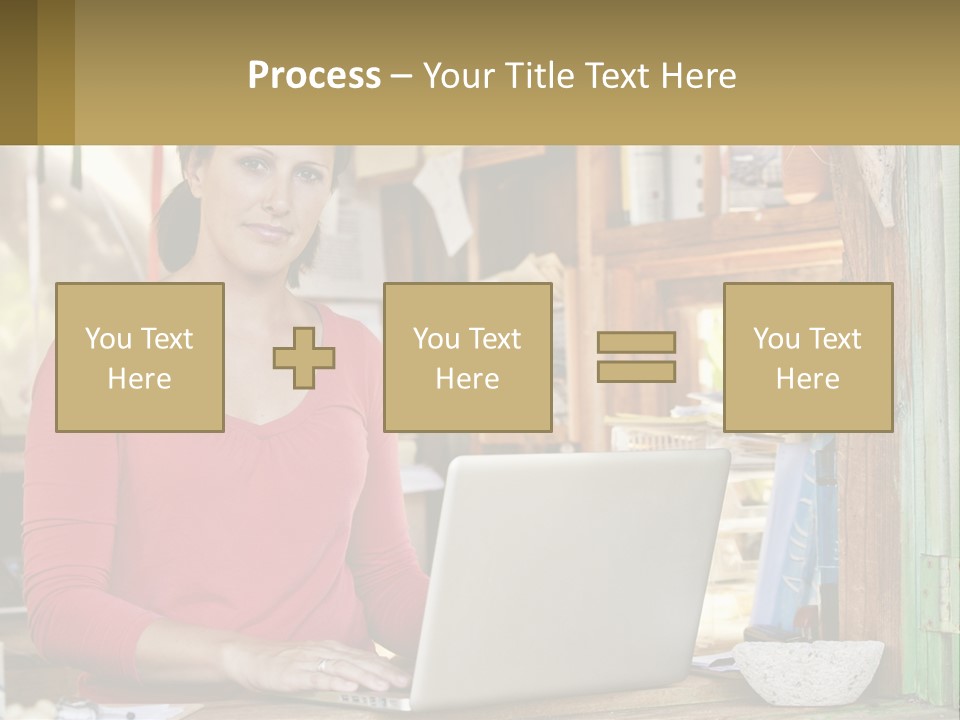 A Woman Sitting In Front Of A Laptop Computer PowerPoint Template