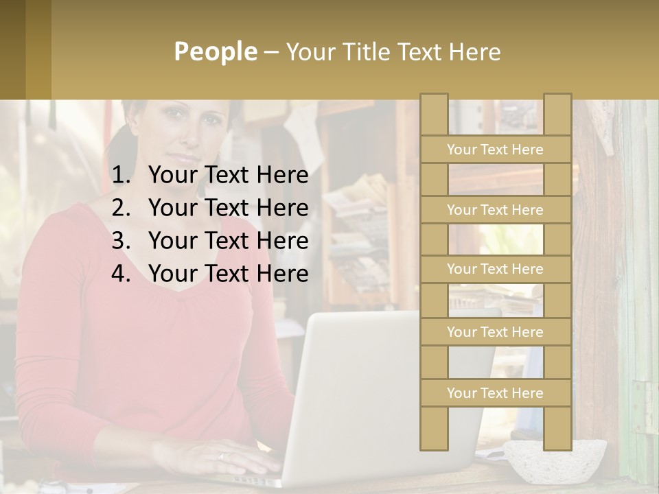 A Woman Sitting In Front Of A Laptop Computer PowerPoint Template