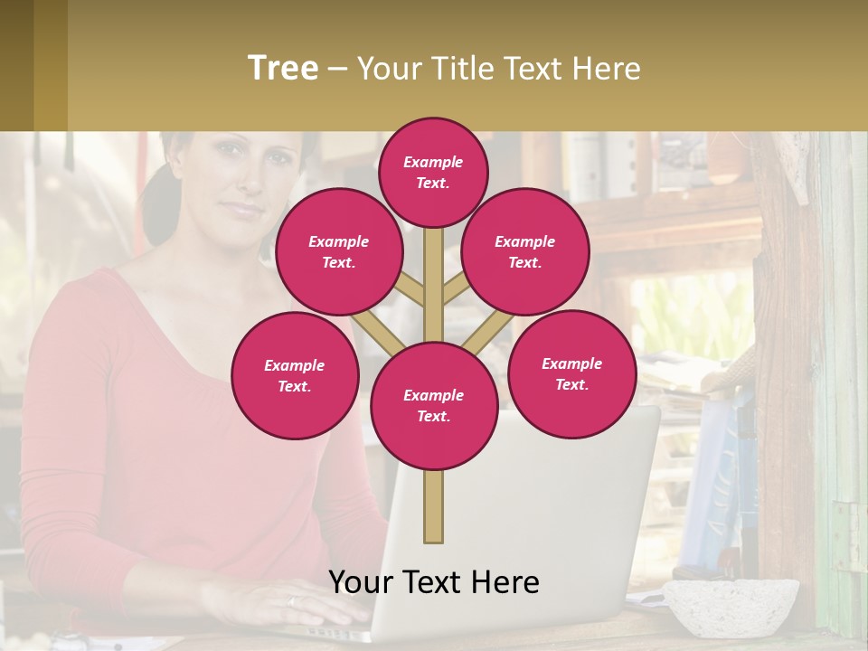 A Woman Sitting In Front Of A Laptop Computer PowerPoint Template