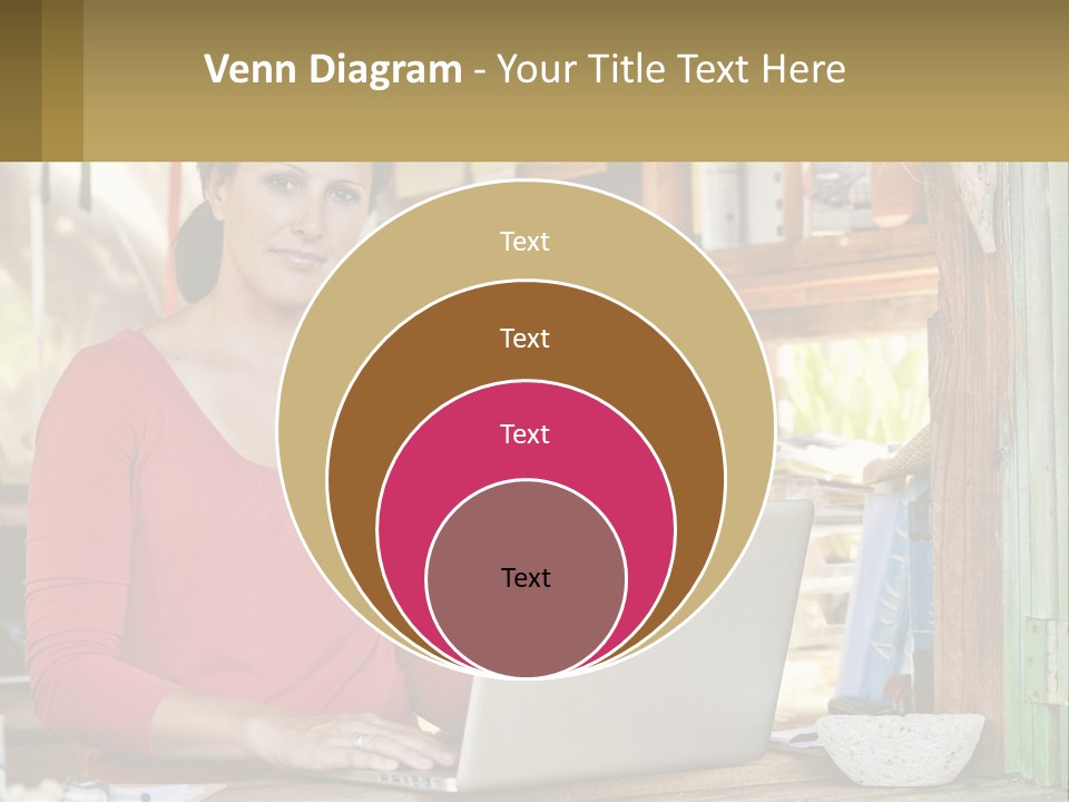 A Woman Sitting In Front Of A Laptop Computer PowerPoint Template