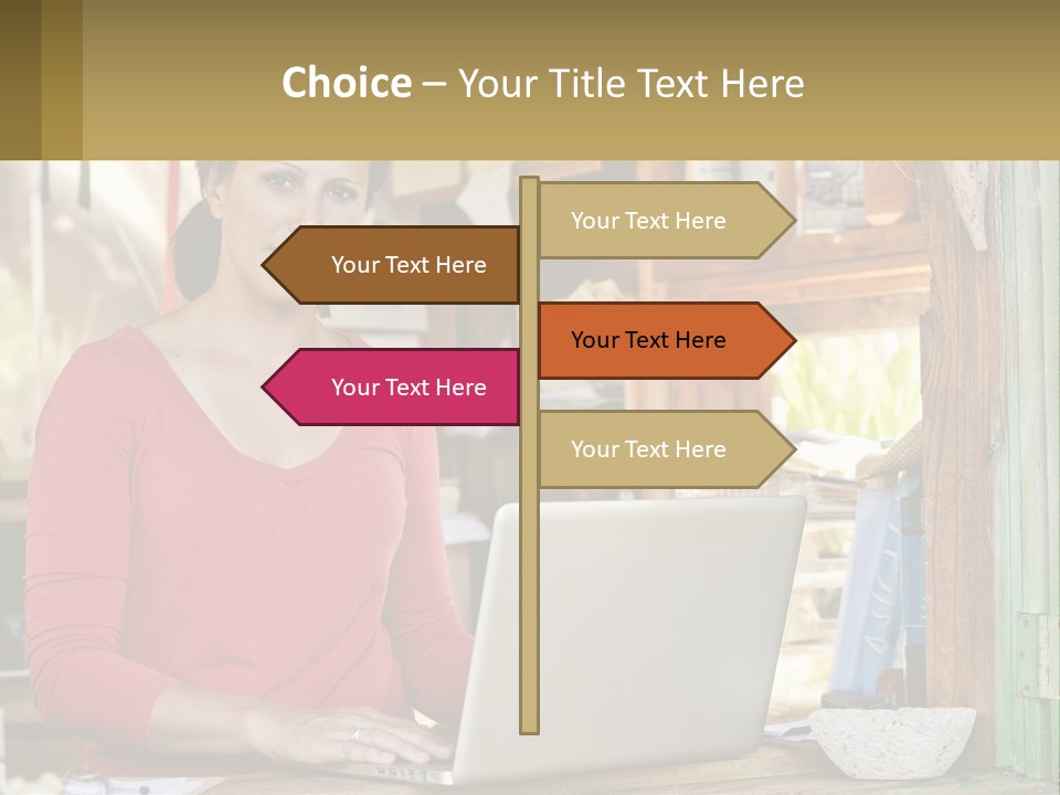 A Woman Sitting In Front Of A Laptop Computer PowerPoint Template