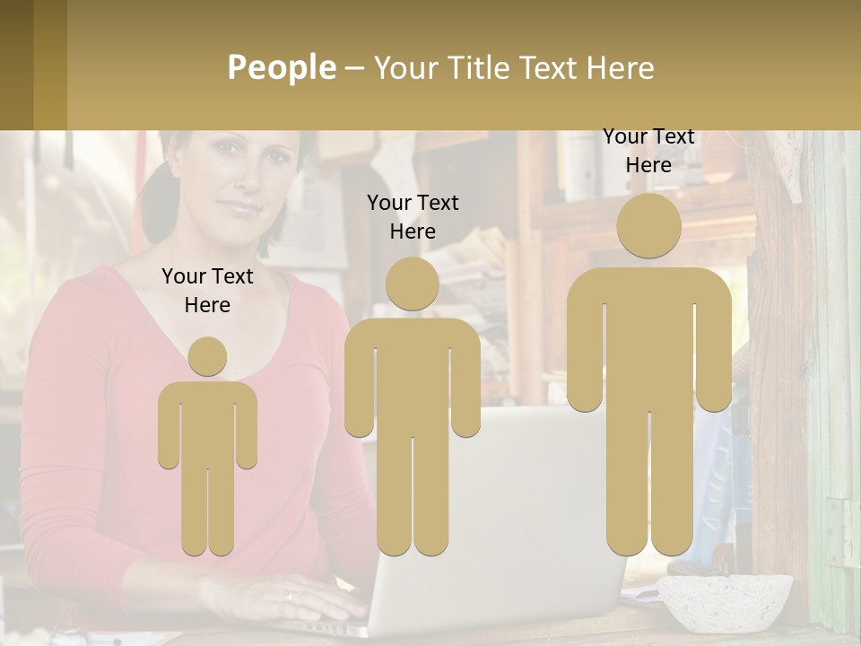 A Woman Sitting In Front Of A Laptop Computer PowerPoint Template