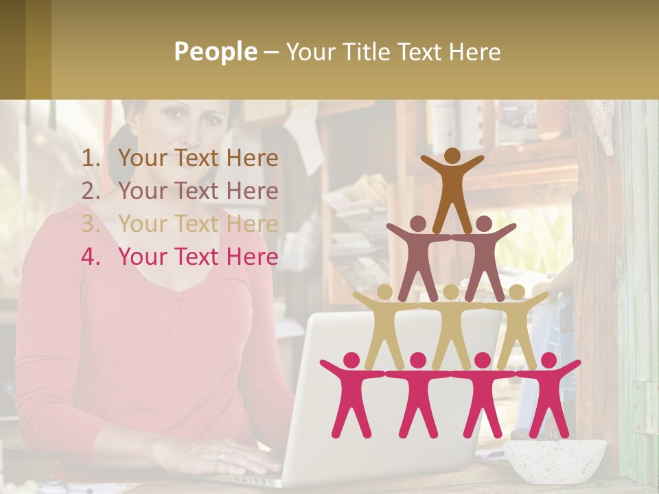 A Woman Sitting In Front Of A Laptop Computer PowerPoint Template