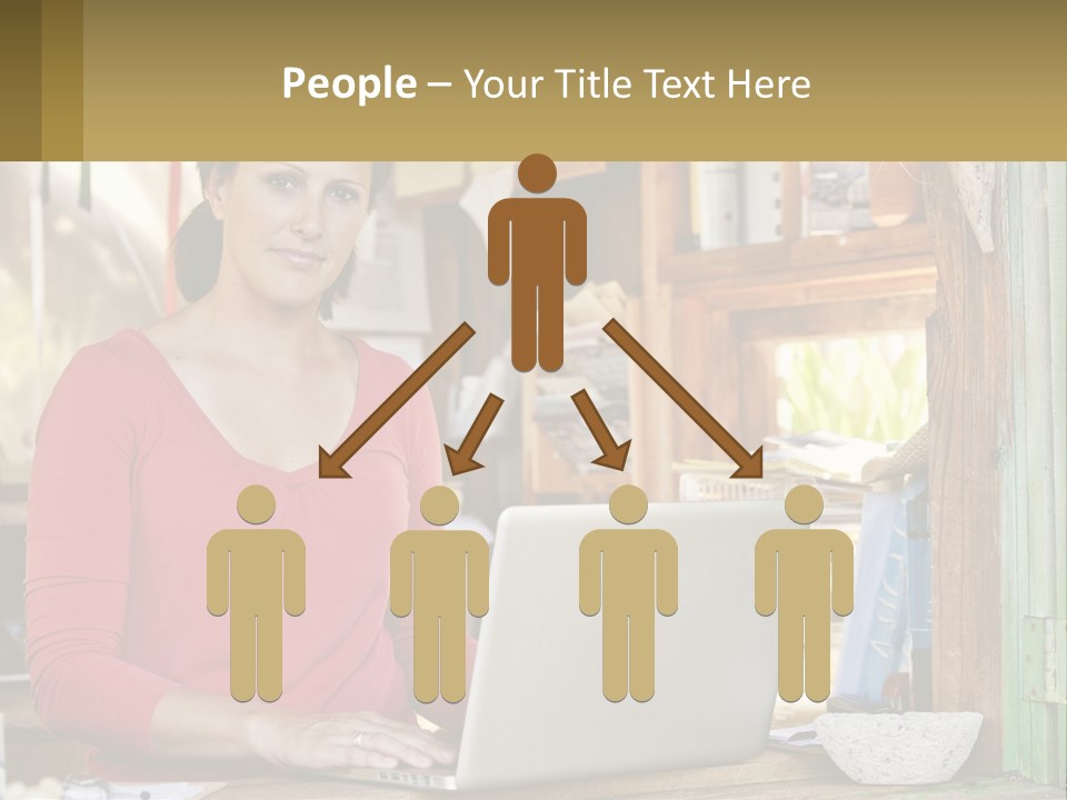 A Woman Sitting In Front Of A Laptop Computer PowerPoint Template