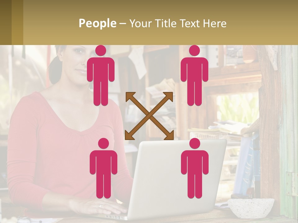 A Woman Sitting In Front Of A Laptop Computer PowerPoint Template