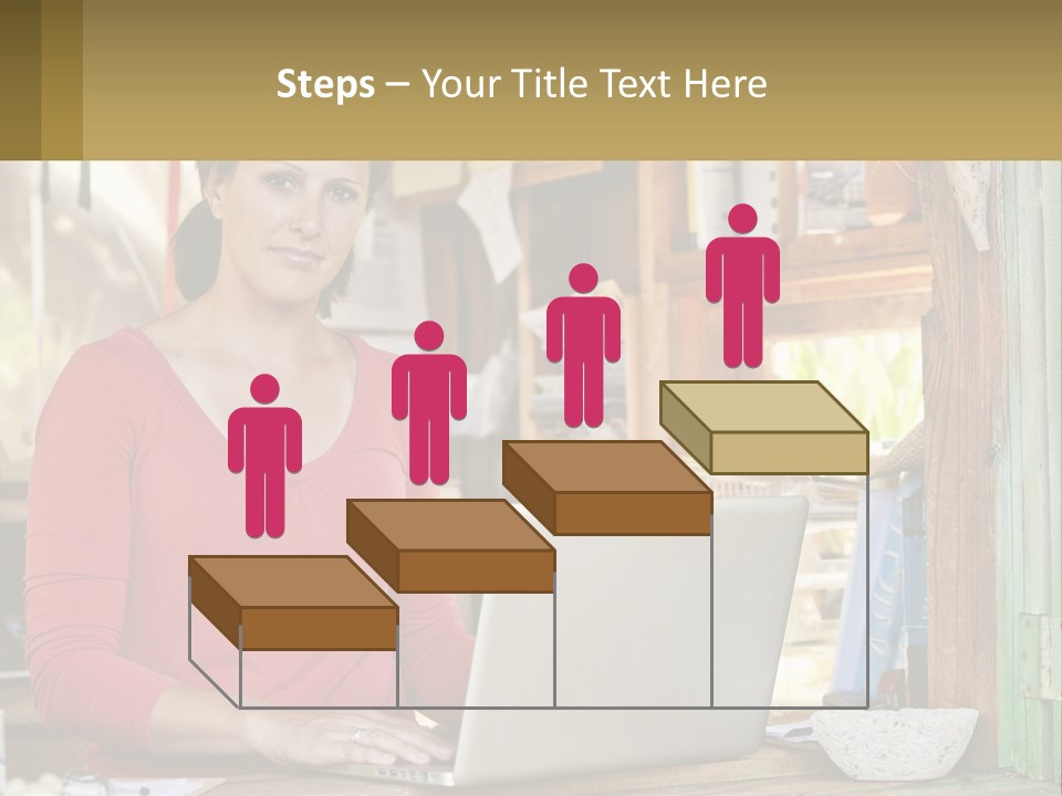 A Woman Sitting In Front Of A Laptop Computer PowerPoint Template