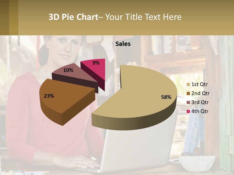 A Woman Sitting In Front Of A Laptop Computer PowerPoint Template