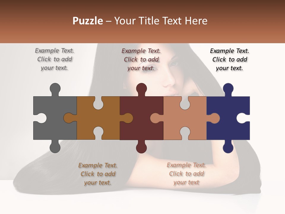 A Woman With Long Black Hair Is Posing For A Picture PowerPoint Template