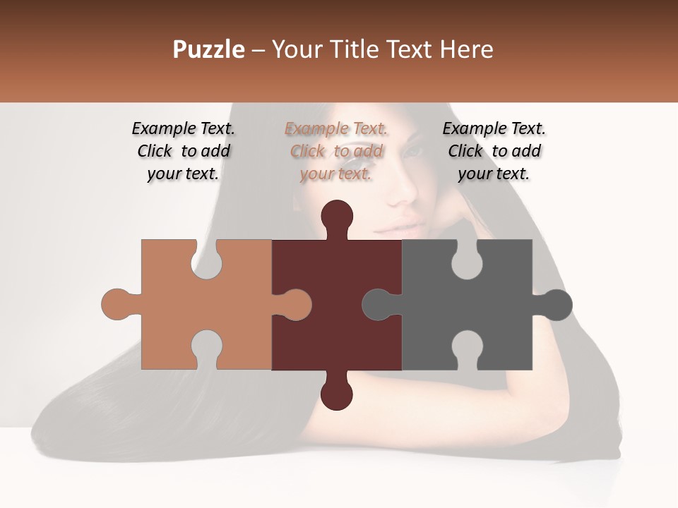 A Woman With Long Black Hair Is Posing For A Picture PowerPoint Template