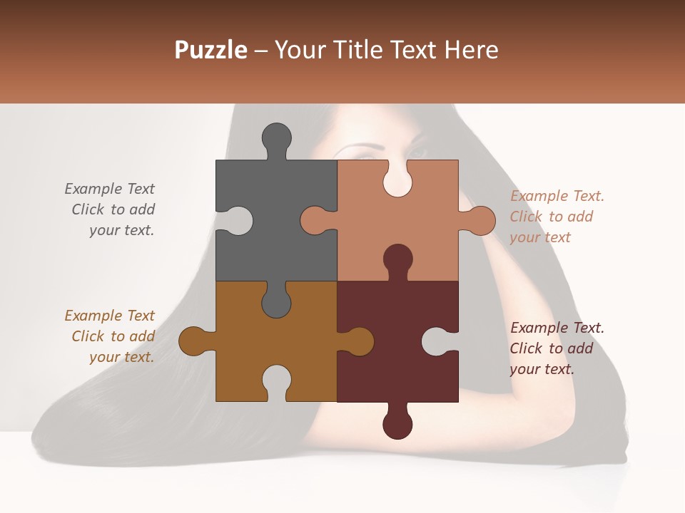 A Woman With Long Black Hair Is Posing For A Picture PowerPoint Template