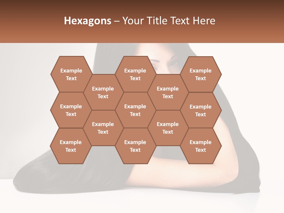 A Woman With Long Black Hair Is Posing For A Picture PowerPoint Template