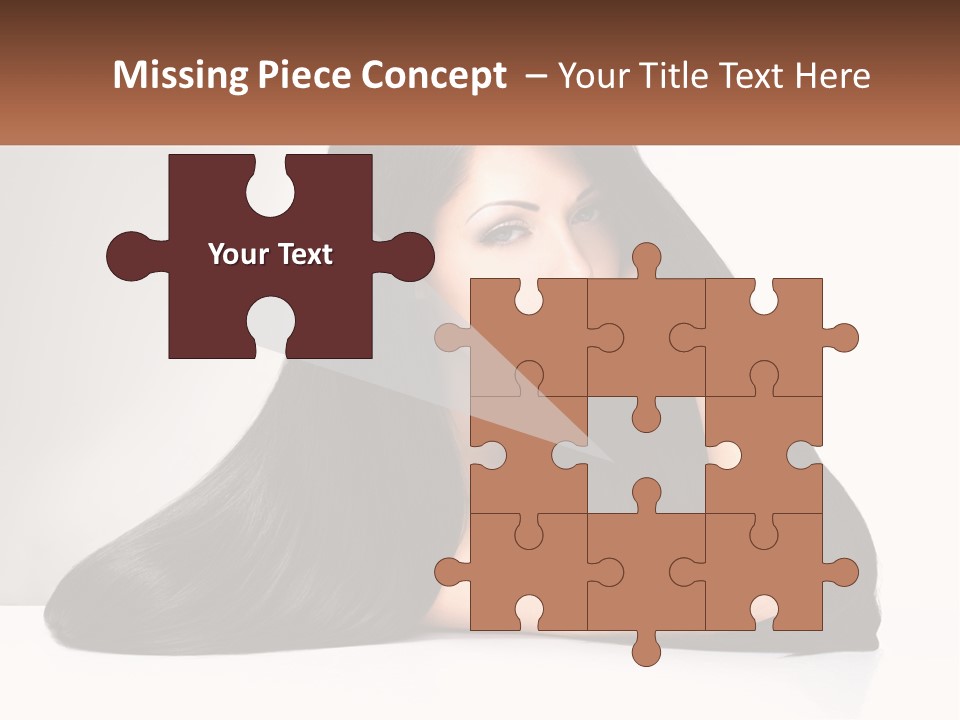 A Woman With Long Black Hair Is Posing For A Picture PowerPoint Template