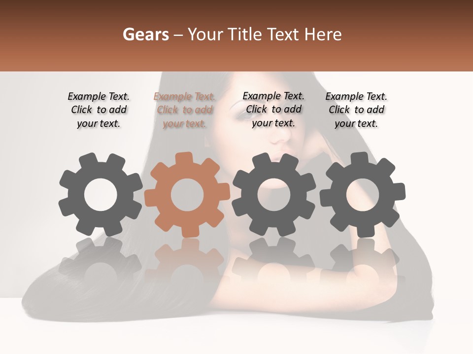 A Woman With Long Black Hair Is Posing For A Picture PowerPoint Template