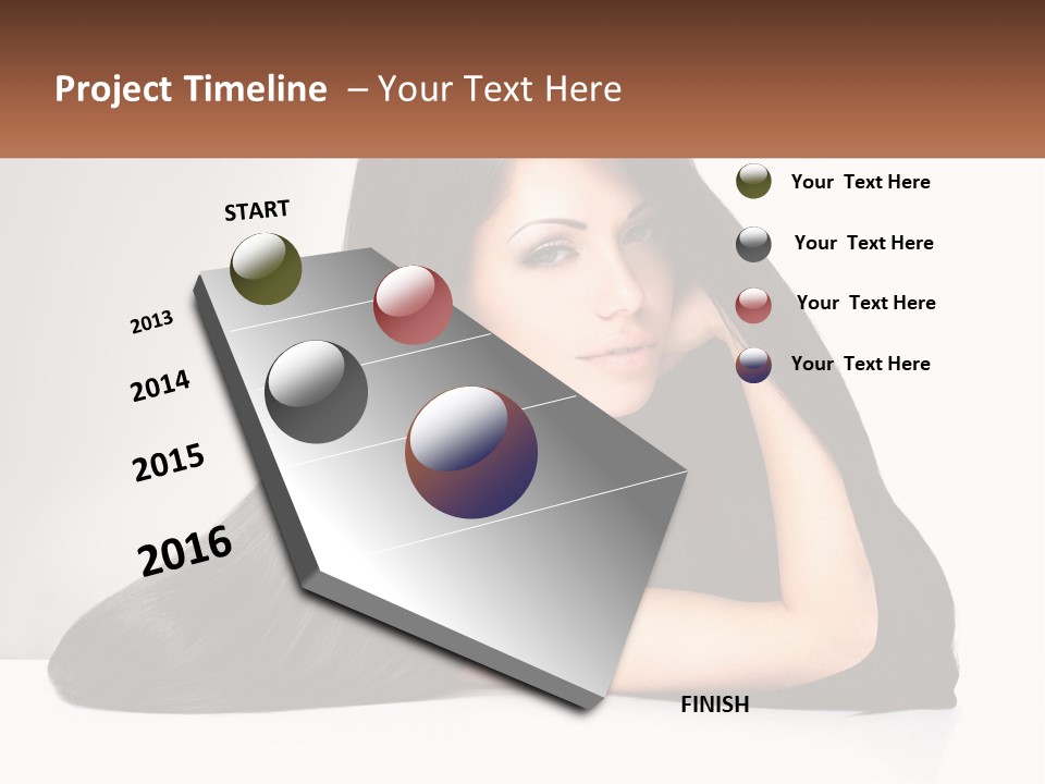 A Woman With Long Black Hair Is Posing For A Picture PowerPoint Template