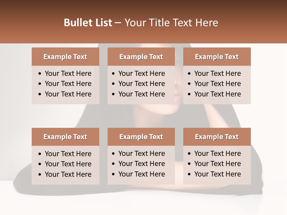 A Woman With Long Black Hair Is Posing For A Picture PowerPoint Template