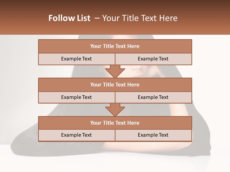A Woman With Long Black Hair Is Posing For A Picture PowerPoint Template