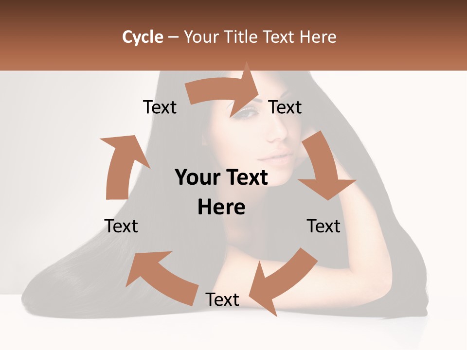 A Woman With Long Black Hair Is Posing For A Picture PowerPoint Template