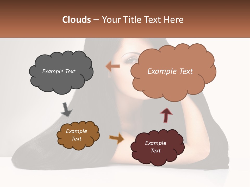 A Woman With Long Black Hair Is Posing For A Picture PowerPoint Template