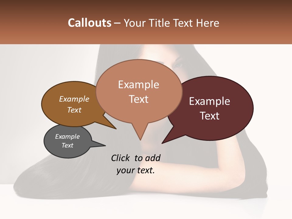 A Woman With Long Black Hair Is Posing For A Picture PowerPoint Template