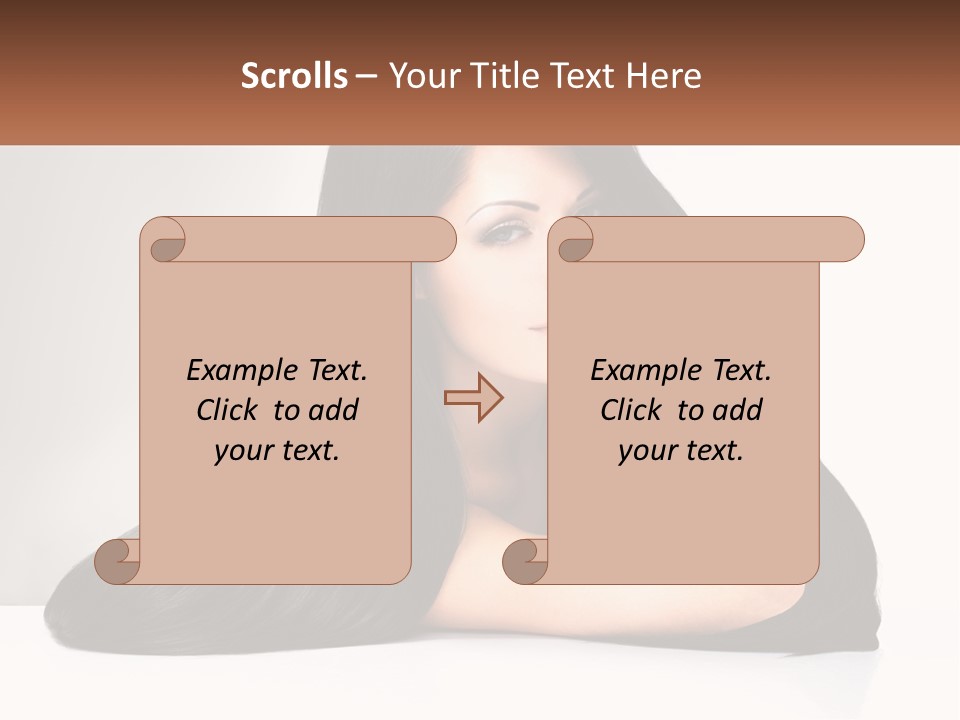 A Woman With Long Black Hair Is Posing For A Picture PowerPoint Template