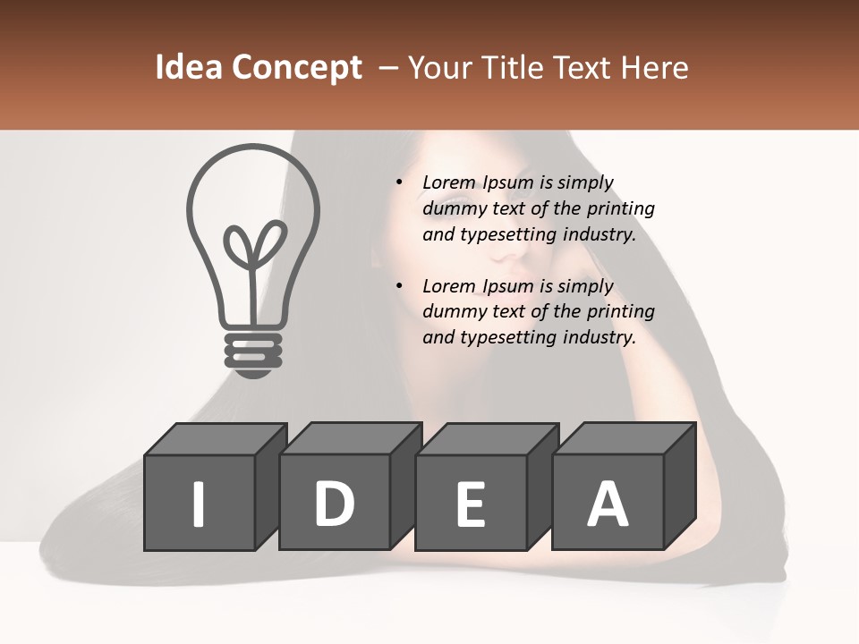 A Woman With Long Black Hair Is Posing For A Picture PowerPoint Template