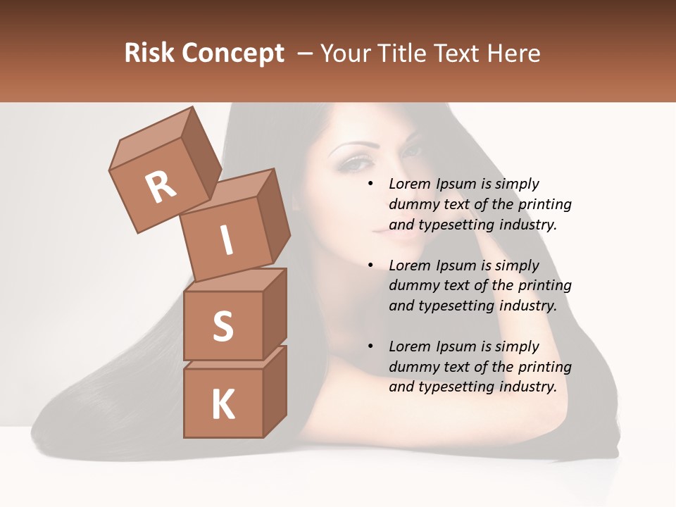 A Woman With Long Black Hair Is Posing For A Picture PowerPoint Template